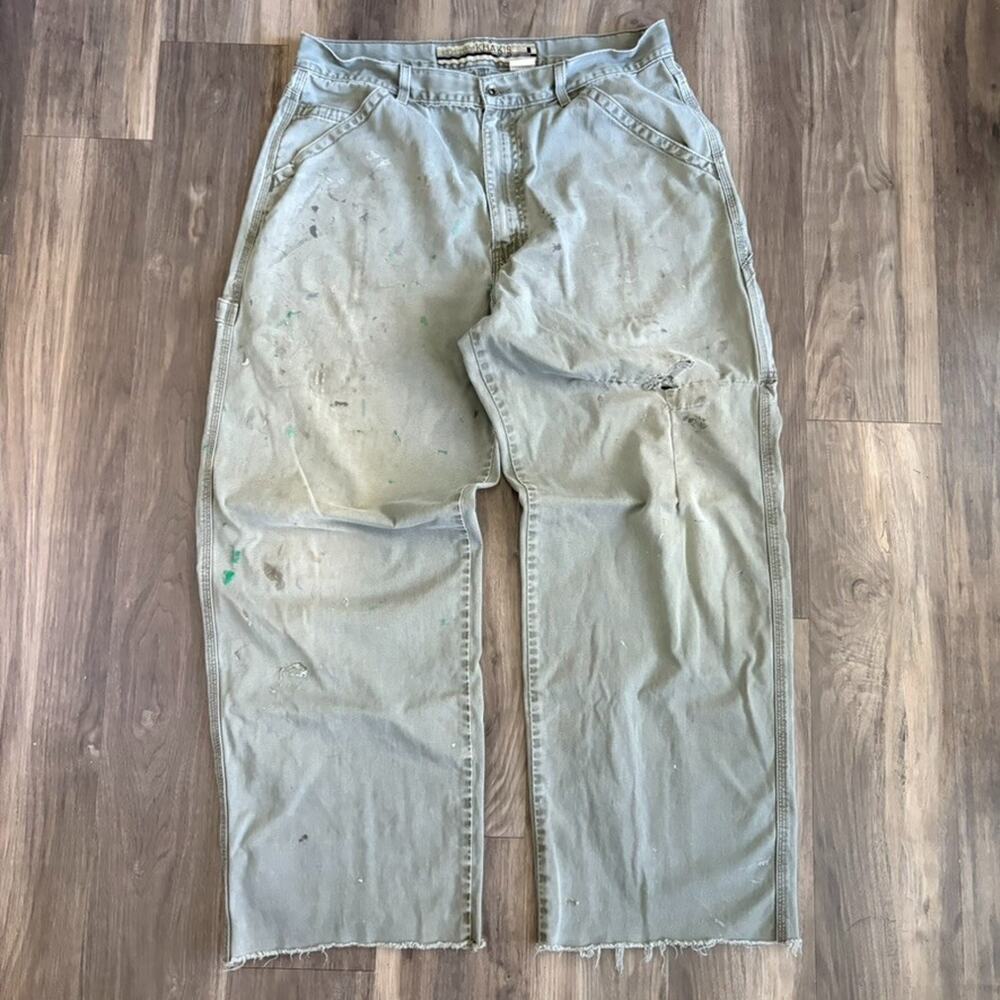 Vintage Levis SilverTab Khaki Pants Men's Size 34x30 Sage Green Khaki WORN PAINT